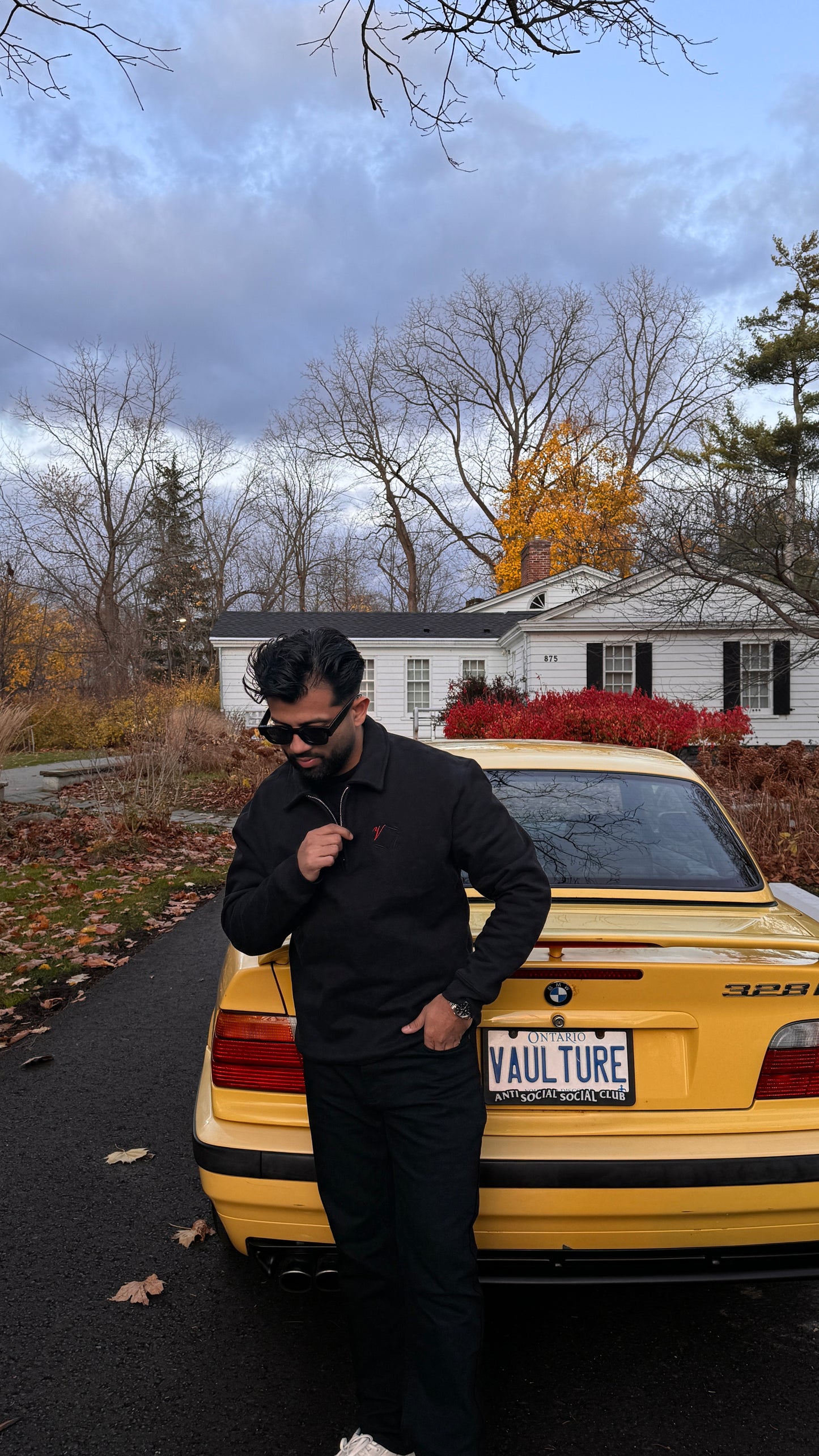 Monogram Quarter Zip - Black